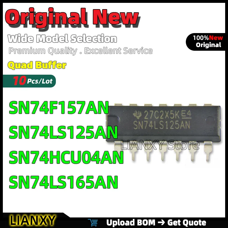 10pcs DIP-14 SN74F157AN SN74LS125AN SN74HCU04AN SN74LS165AN Quad Buffer New Original