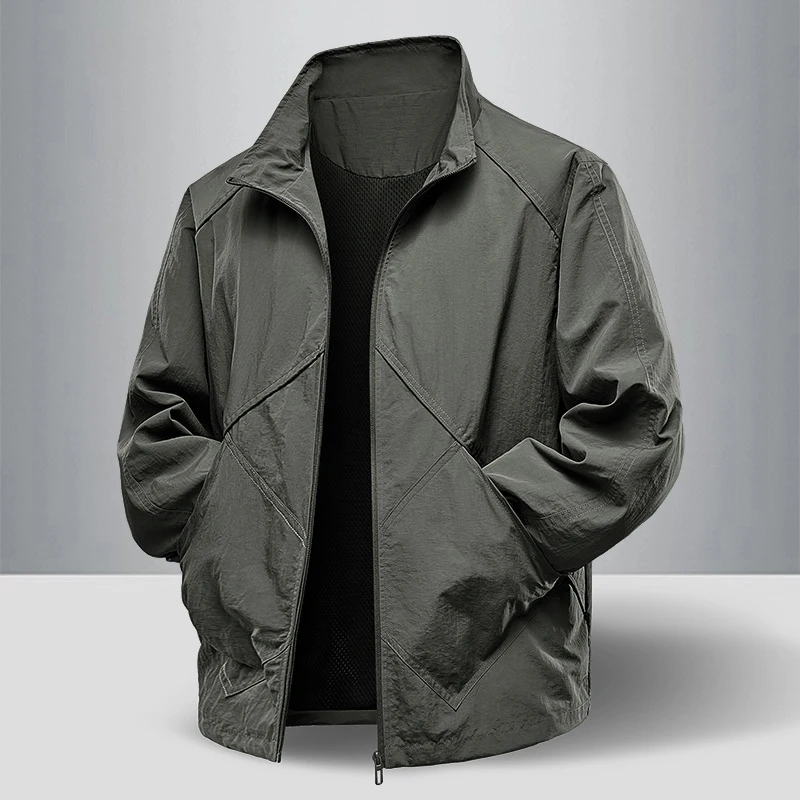 

Men's Autumn Outdoor Stand up Collar Jacket Loose Hunting Sports Hiking Mountaineering Windbreaker Camping Tactics Casual Jacket