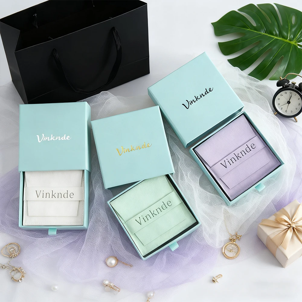 

24 упаковки, стильная шкатулка для драгоценностей, персонализированный логотип, кольцо, серьги, ожерелье, коробки для сортировки ювелирных изделий, подарочные органайзеры из микрофибры, сумки