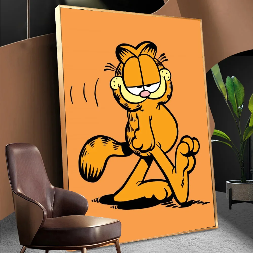 Cute G-Garfield Cartoon Self-adhesive Art Poster HD Quality Wall Art Retro Posters For Home Home Decor