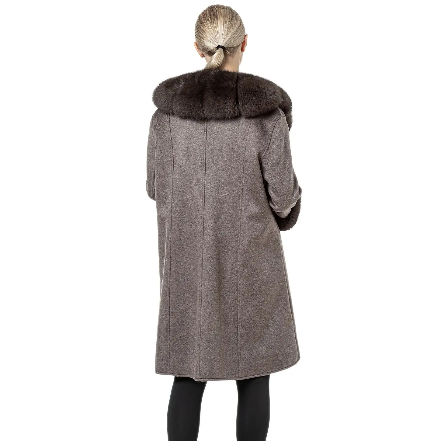 fur coat real fox with Collar for Women, Long Style, Real 100% Wool, Winter Outerwear, 210903