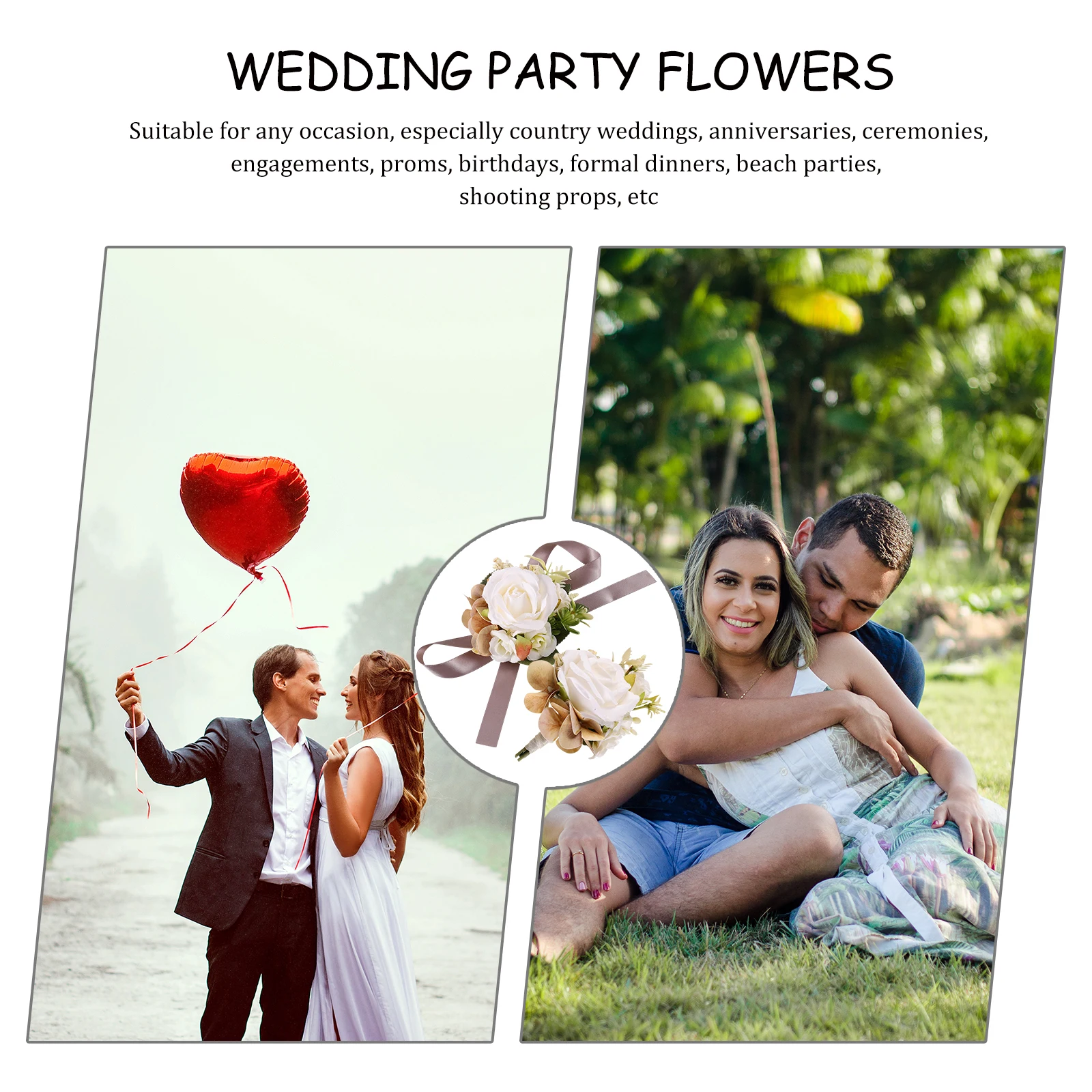 

Artificial Corsage Wrist Corsage Boutonniere Set White Flower Wedding Party Decorations Bridal Accessories Prom DressCorsage