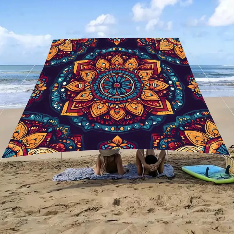 Oxford Waterproof Bohemian Mandala Gradient Thickened Sunshade Sail for Garden Terrace Pool Outdoor