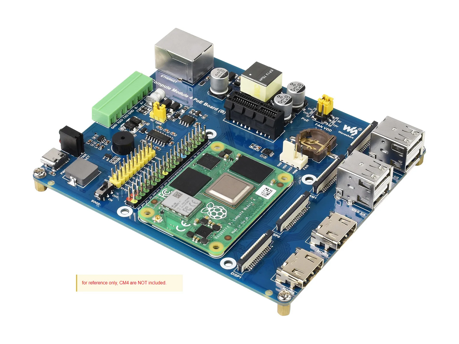 وحدة حساب Raspberry Pi 4 لوحة IO مع ميزة PoE (النوع B)، لجميع وحدات الحساب 4 الاختلافات