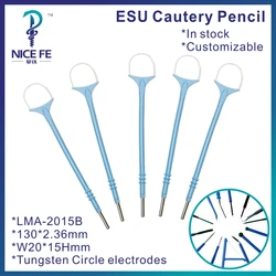 5pcs disposable wholesale ESU cautery pencil Electrosurgical  electrode  Electrocoagulator Electrocautery 130*2.36mm，W20*H15