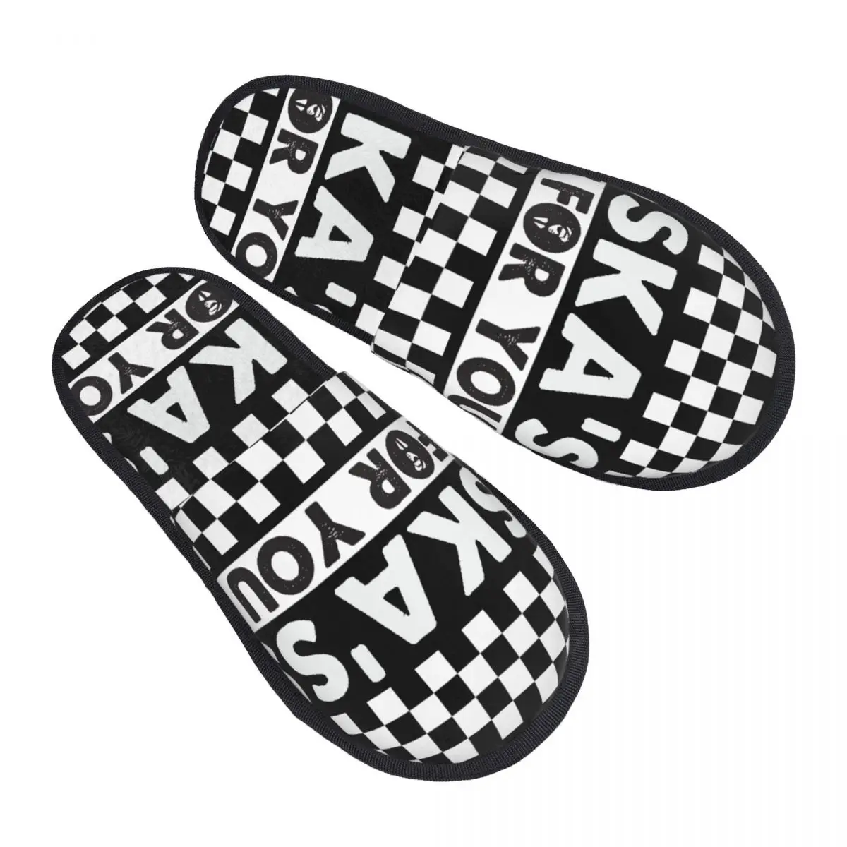 

Ska Music Quote Two Tone Graphic Poster Winter Cotton Home Shoes Slippers Indoor Cozy Household Fur Slides Slippers Non-slip