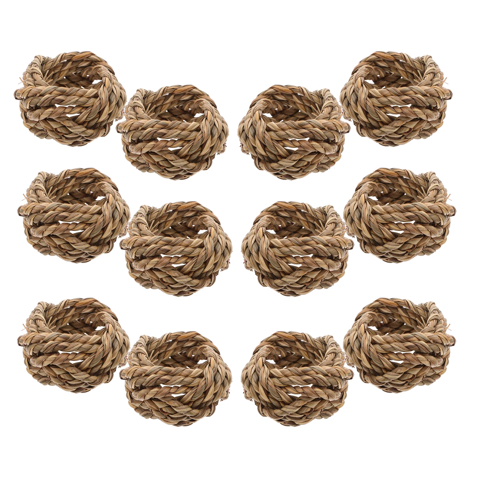 

12Pcs Napkin Rings Rustic - Farmhouse Jute Woven Serviette Buckle Rings for Boho Dining Decor Bridal Shower Wedding Table