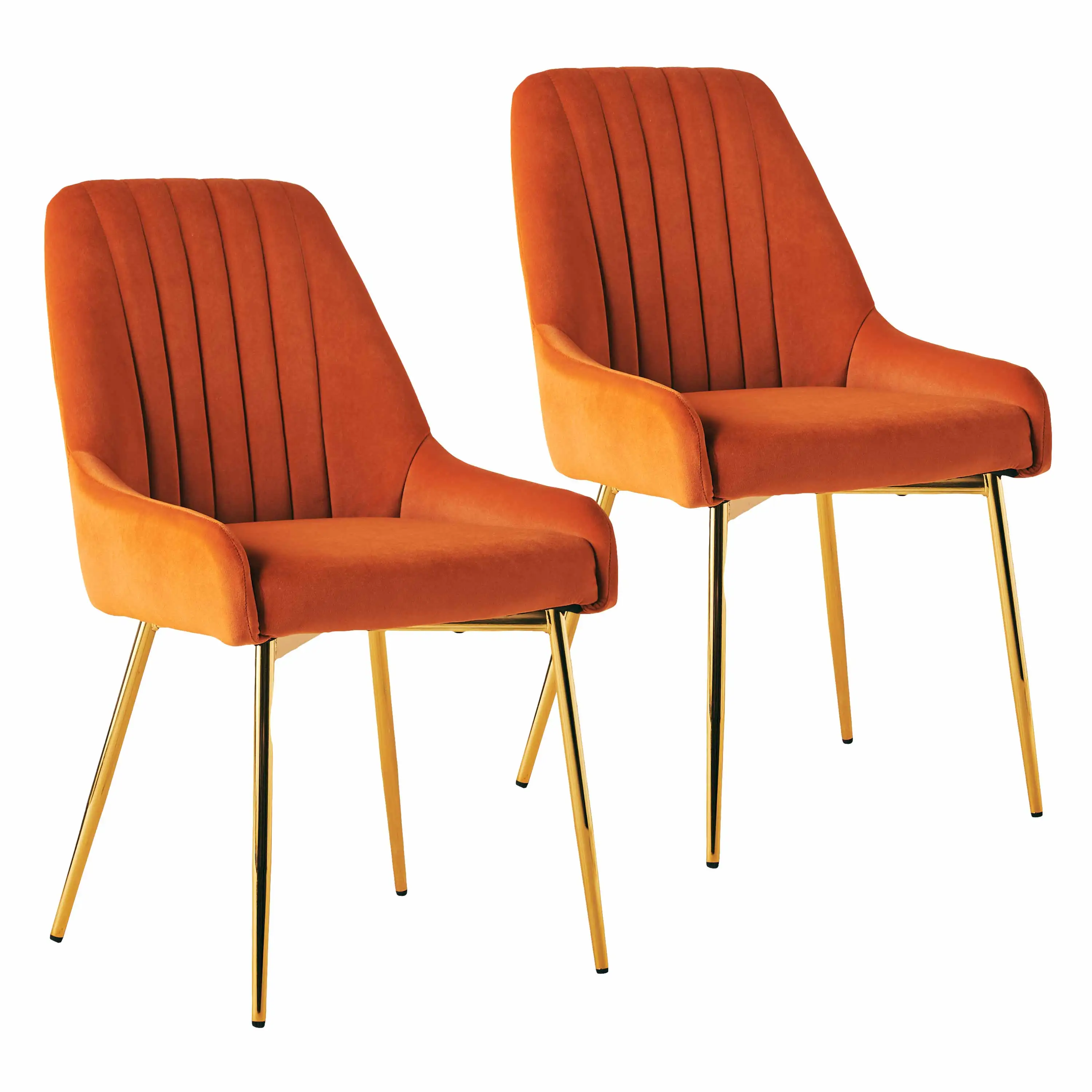 Velvet Dining Chairs Set of 2 Modern Living Room Chairs Kitchen Chairs with Gold Metal Legs Upholstered Armless Vanity Chair