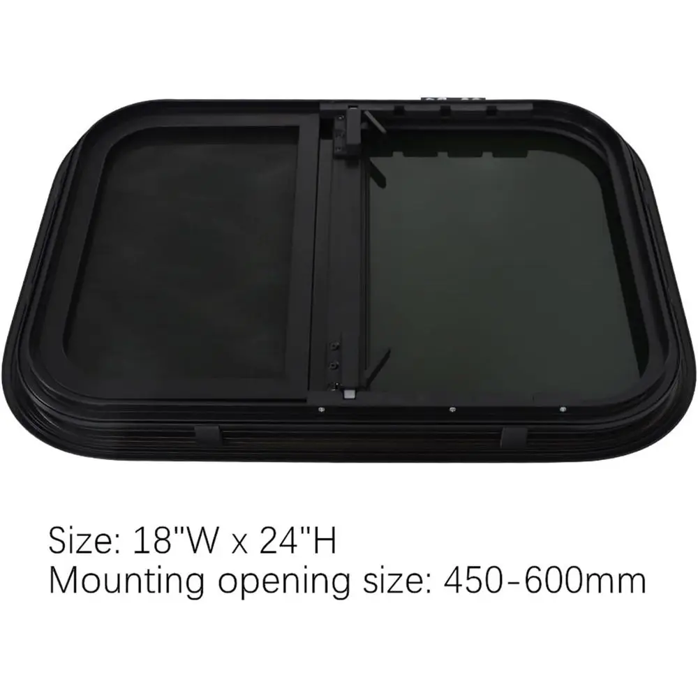 GXYWADY 18 x 24 RV Vertical Slide Window Black Mounting Opening Size 450-600MM