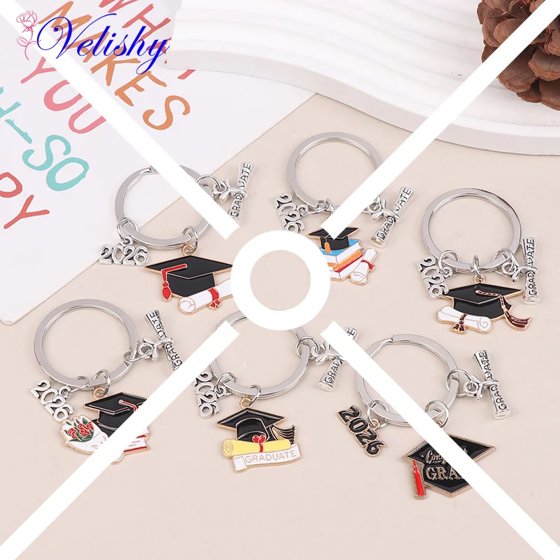2026 Graduation Gown Cap KeyChain Ring - Fashion Personalized Pendant Jewelry Student Women Accessories Forever Gift