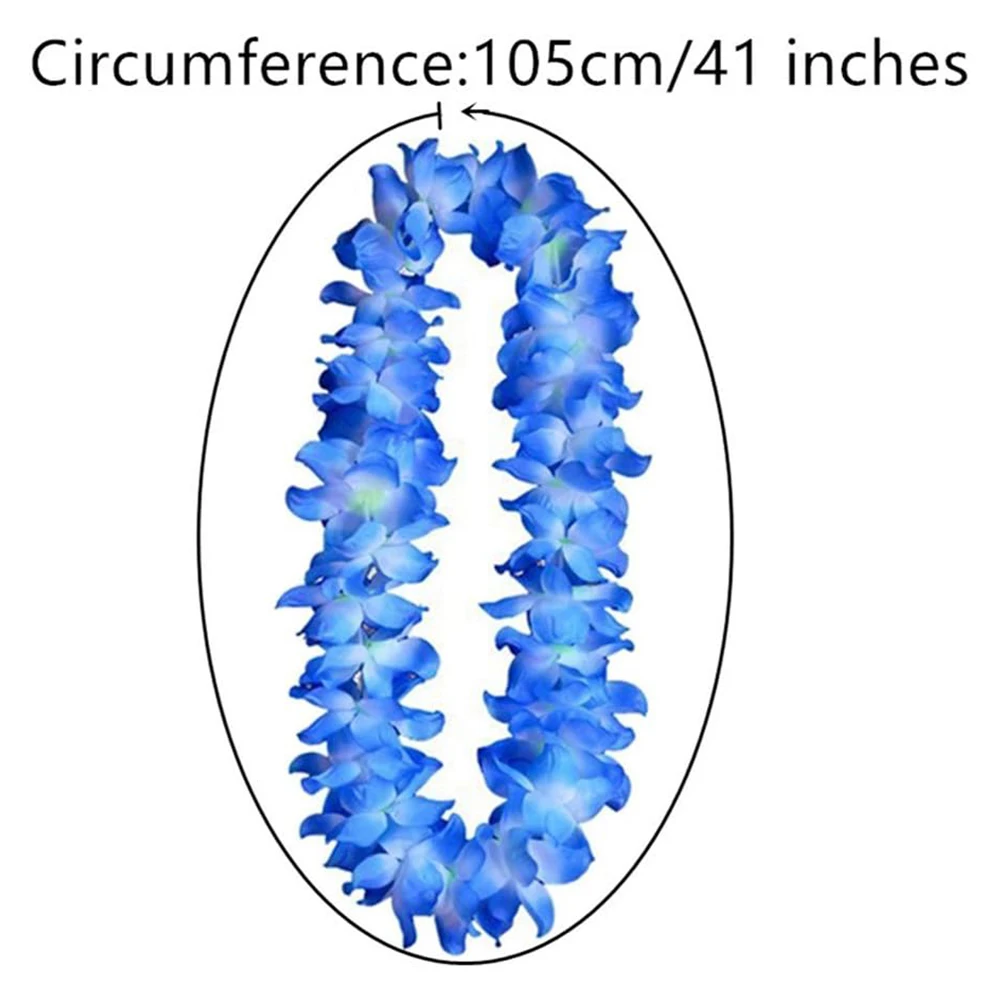 1/2/4pcs Blue Hawaiian Leis Colorful Tropical Hawaiian Flower Necklace Decorations Hula Dance Luau Party Summer Beach Pool Decor view 6