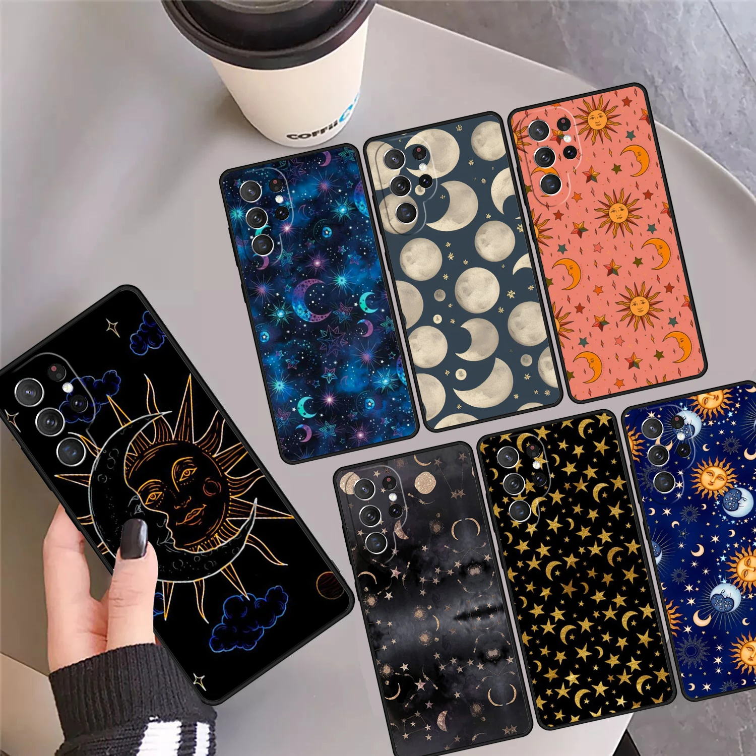 

Sun And Moon Star Phone Case Cover Coque For Samsung Galaxy S24 S25 Ultra S23 S22 Plus S21 FE S20 Note 10 20 Pro