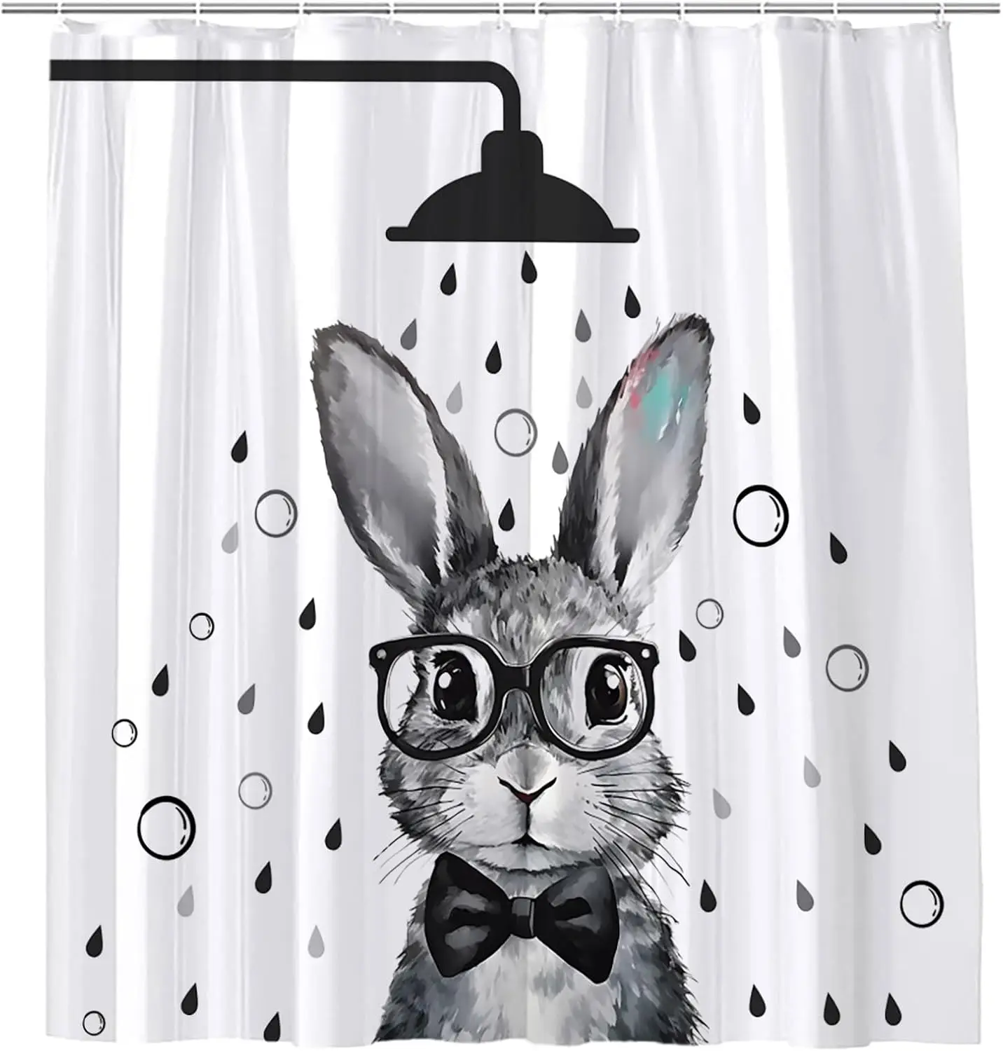 Funny Rabbit Shower Curtain for Bathroom The Bunny with Glasses is Taking a Bath Easter Abstract Animals Farmhouse Cute Wildlife