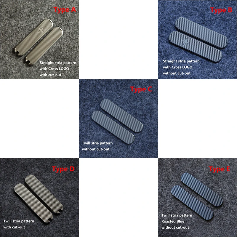 folding faca titanium handle escala patches para 58 mm victorinox swiss facas do exercito linhas padrao stria cruz faca voce mesmo faca parte par 01