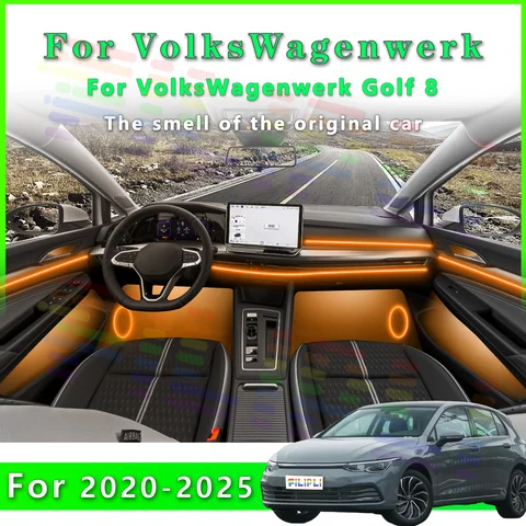 For VW Golf 8 2020-2025 years Premium concealed auto interior LED glow strips with smart APP control and rhythmic RGB music sync
