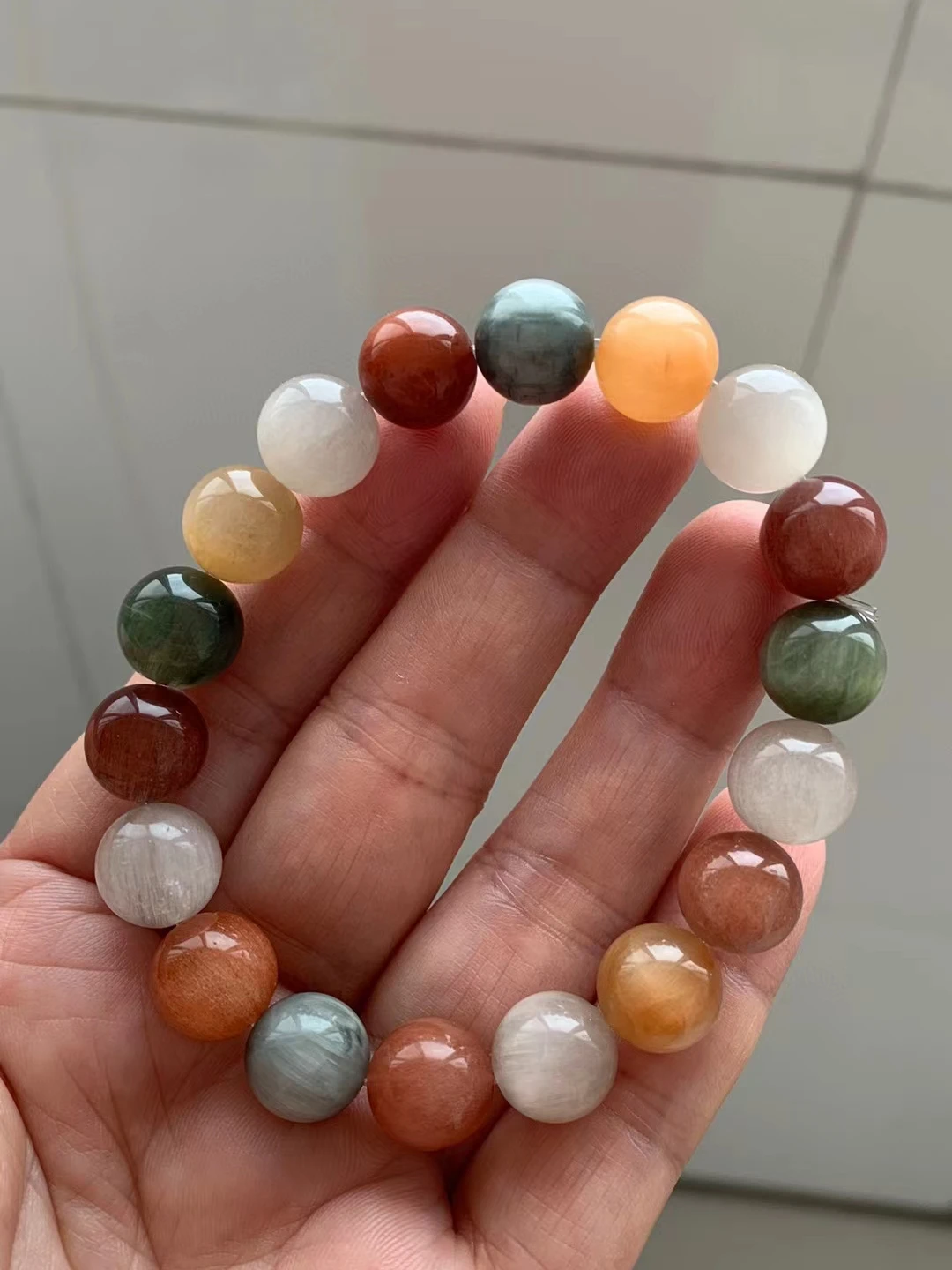 

Natural Colorful Rutilated Quartz Bracelet Cat Eye Green Copper Rutilated 11.5mm Clear Round Beads Women Man Bracelet AAAAA