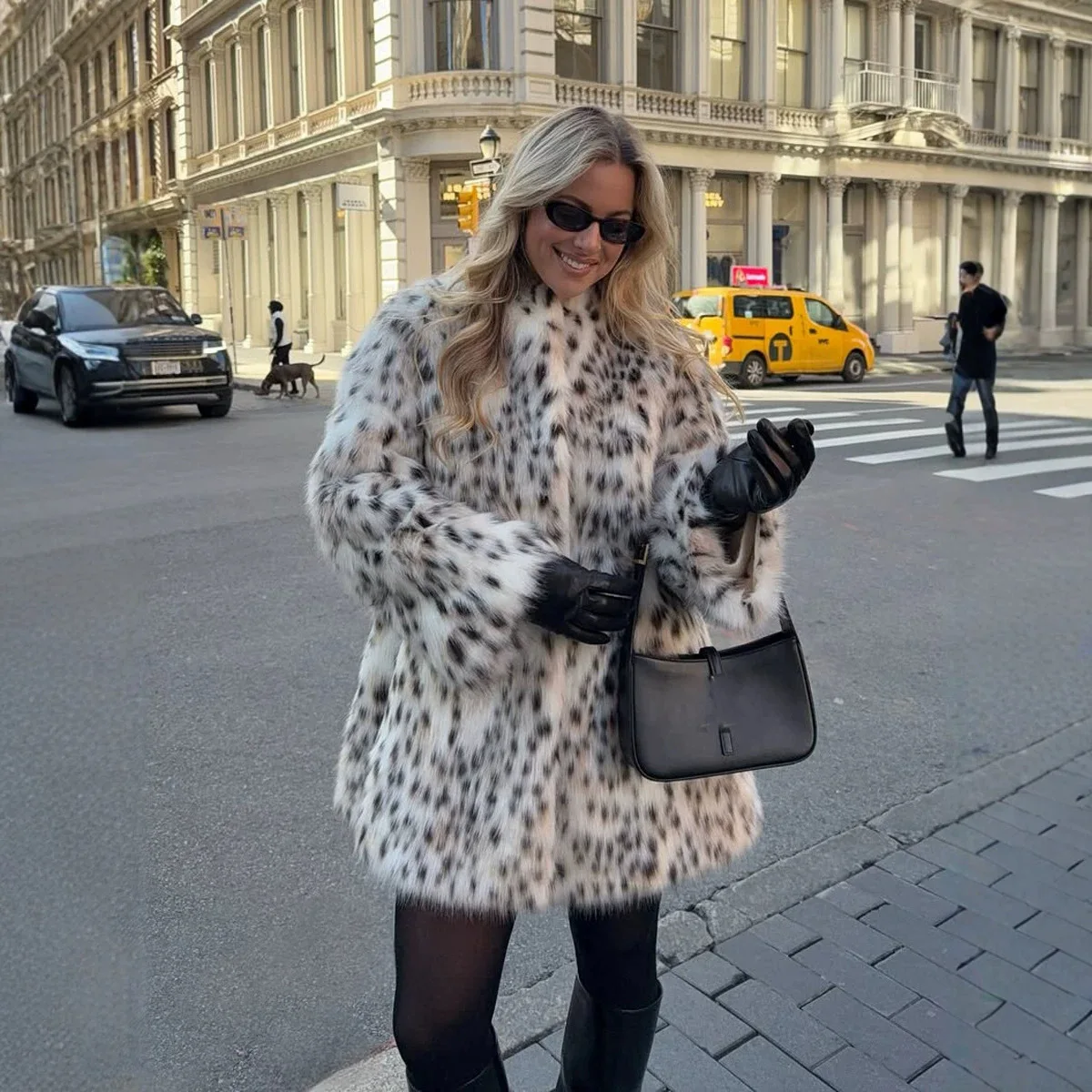 Long Brown Leopard Fox Fur Coat Women Winter 2024 New Luxury Hot Brand Fashion Girls Faux Fur Jacket Overcoat