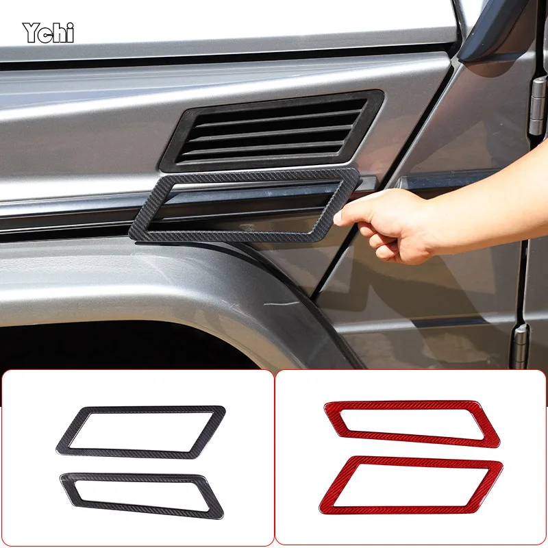 Real Carbon Fiber Car Side Air Vents Fender Flow Outlet Trim Cover Sticker For Mercedes Benz G Class W463 12-18 Car Accessories