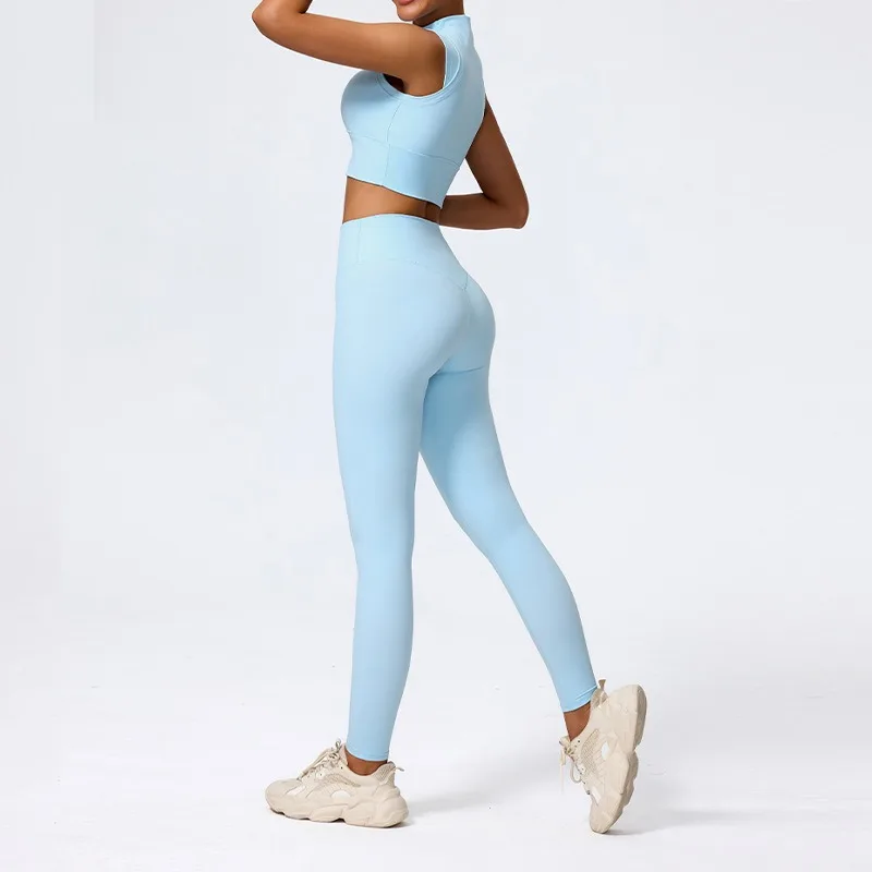 

Women's High Elastic Yoga Vest Pants Set Waist Slimming Fitness Outfit Running Sports Bodybuilding Fitness Yoga Clothes