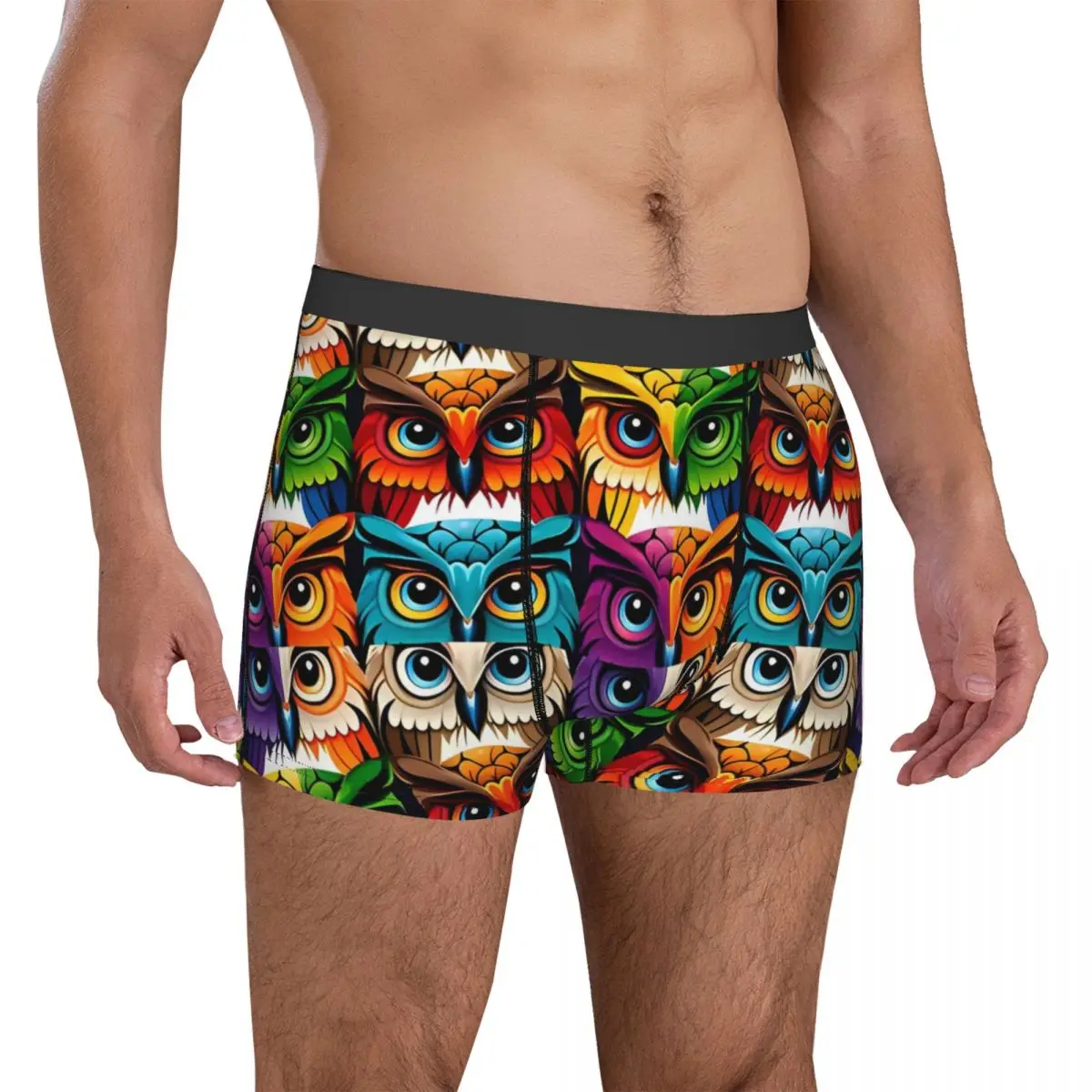 Colorful Bold Owl Underwear animal 3D Pouch Hot Trunk Printing Boxer Brief Cute Man Panties Plus Size 2XL