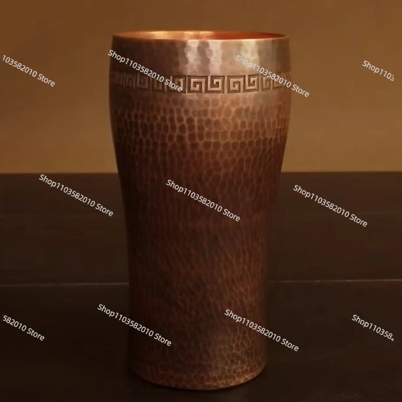 Pure Copper Coffee Cup,Handcrafted Engraving Hammer Texture 500 ml Milk Moscow Mule Tumbler Beer Mug,Vintage Tea Water Tableware