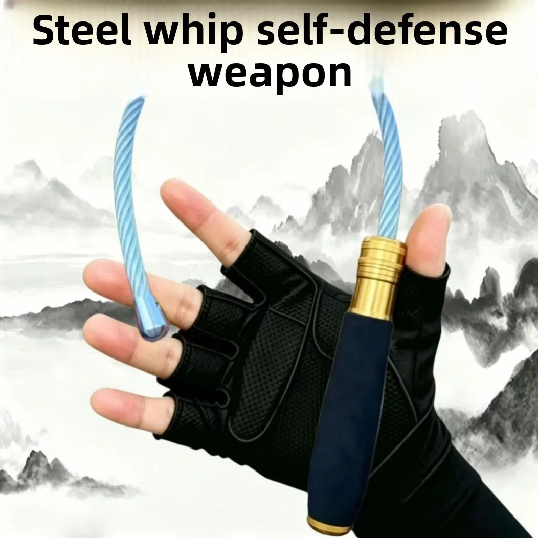 75cm Steel Wire Whip Solid Protective Vehicle Mountain Climbing Outdoor Multi-function Adjustable FOLDING Defense Stinger EDC