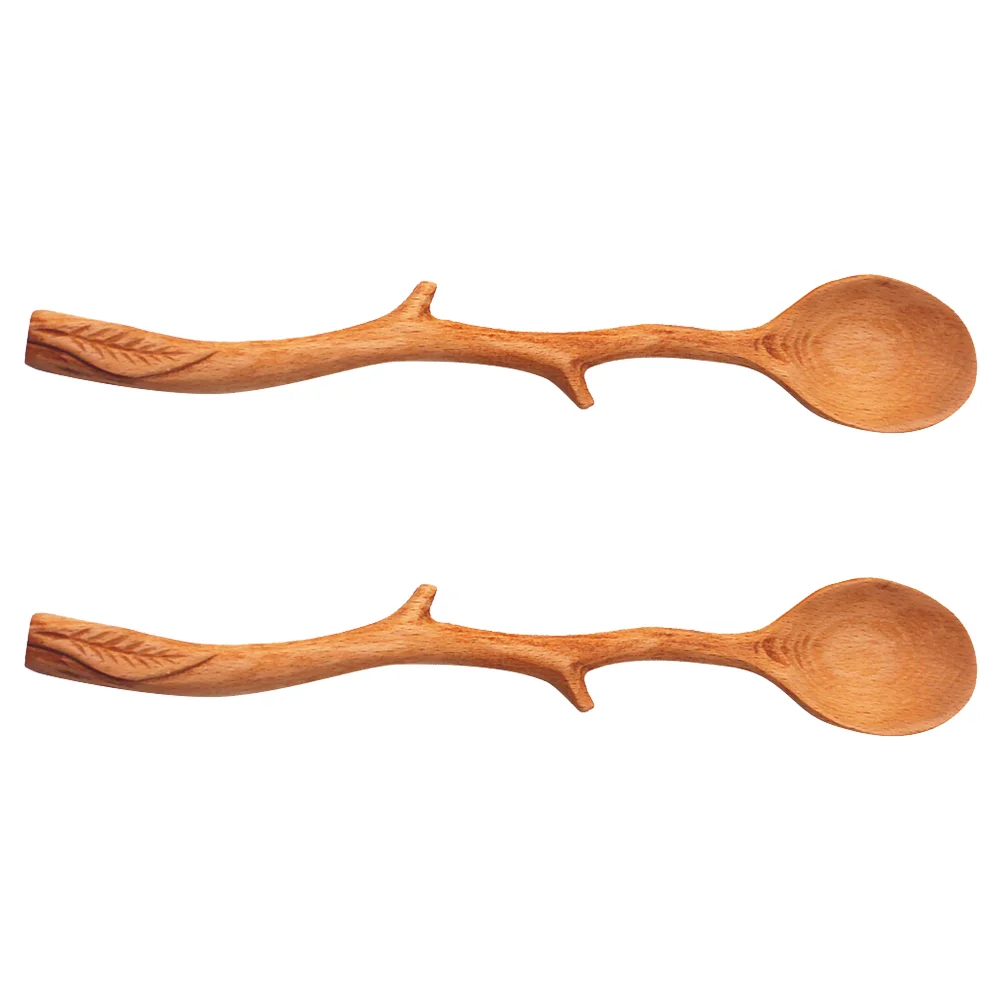 

2pcs Long Handle Wooden Mixing Spoon Mini Stirring Spoon Honey Spoons Mixing Spoon Wood Iced Tea Spoons Spoon For Mixing Coffee
