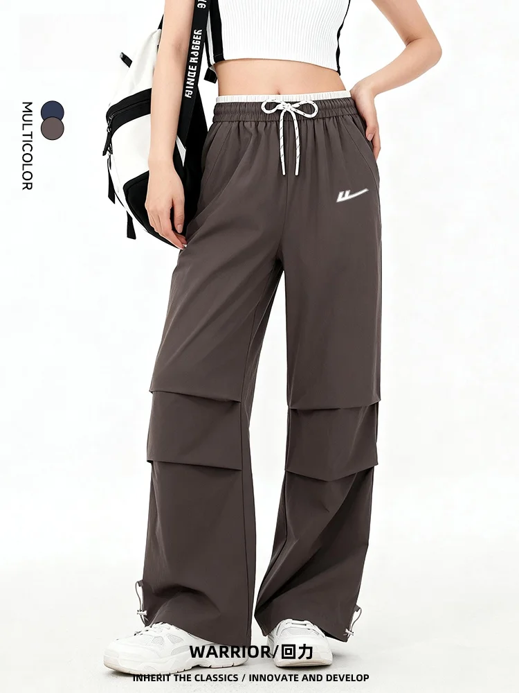 

Женские спортивные брюки Qui Dry: повседневные, свободные, дышащие, струящиеся, широкие штанины, в американском ретро-стиле, весна-лето, новинка