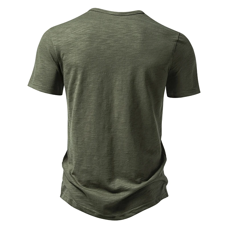 New Arrival Summer Men's Button V Neck Short Sleeve T Shirts Casual Solid Color Basic T-Shirts Soft Breathable Top Tees