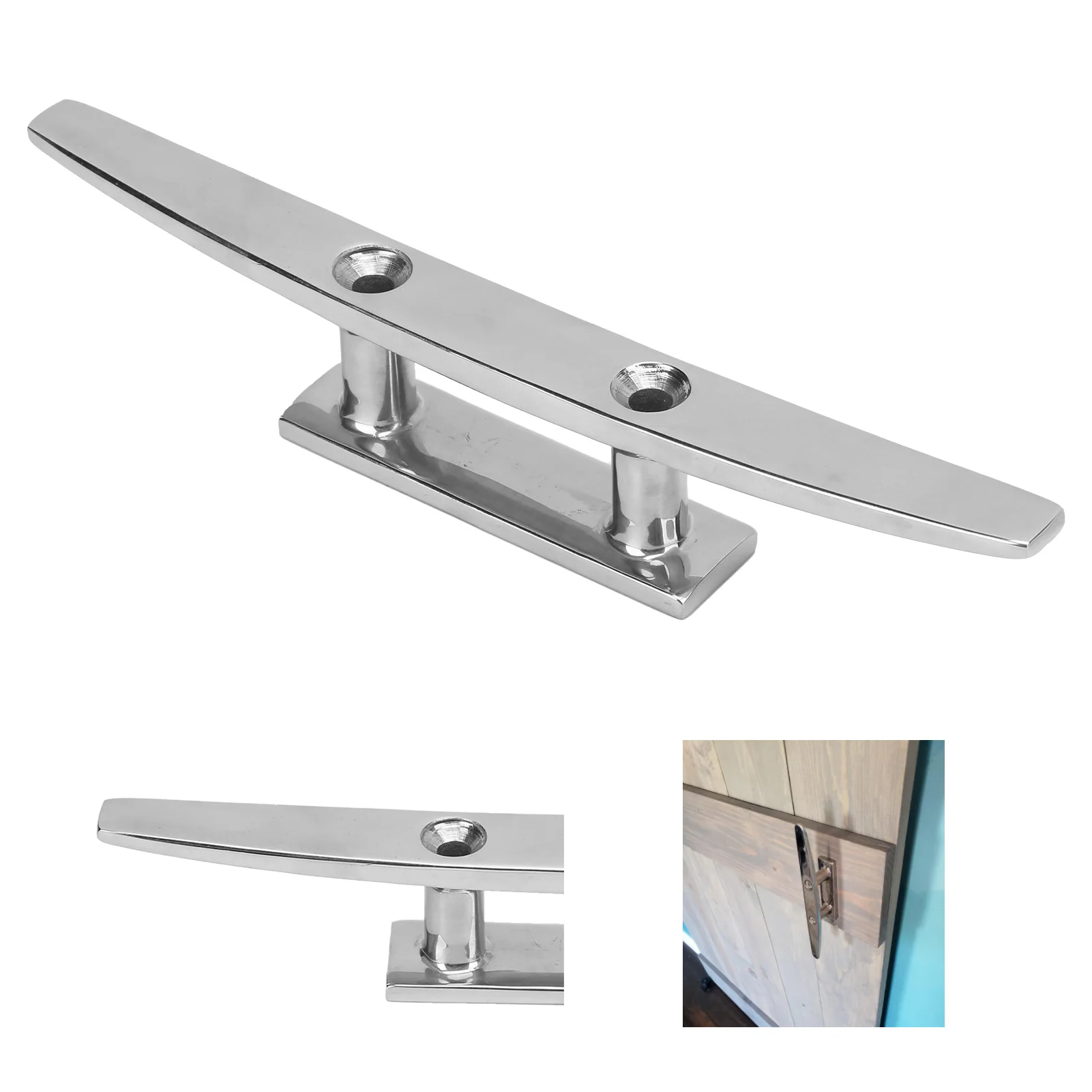 10in Low Flat Dock Cleat 2 Hole Deck Rope Holder OEM Tie Down 316 Stainless Steel Accessory for Boat Yacht Part view 3