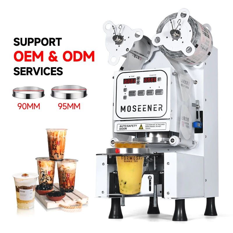 

MOSSENER Commercial Automatic Electric 90 95mm Juice Cup Sealing Beverage Film Sealer Bubble Tea Cup Sealing Machine for Cup