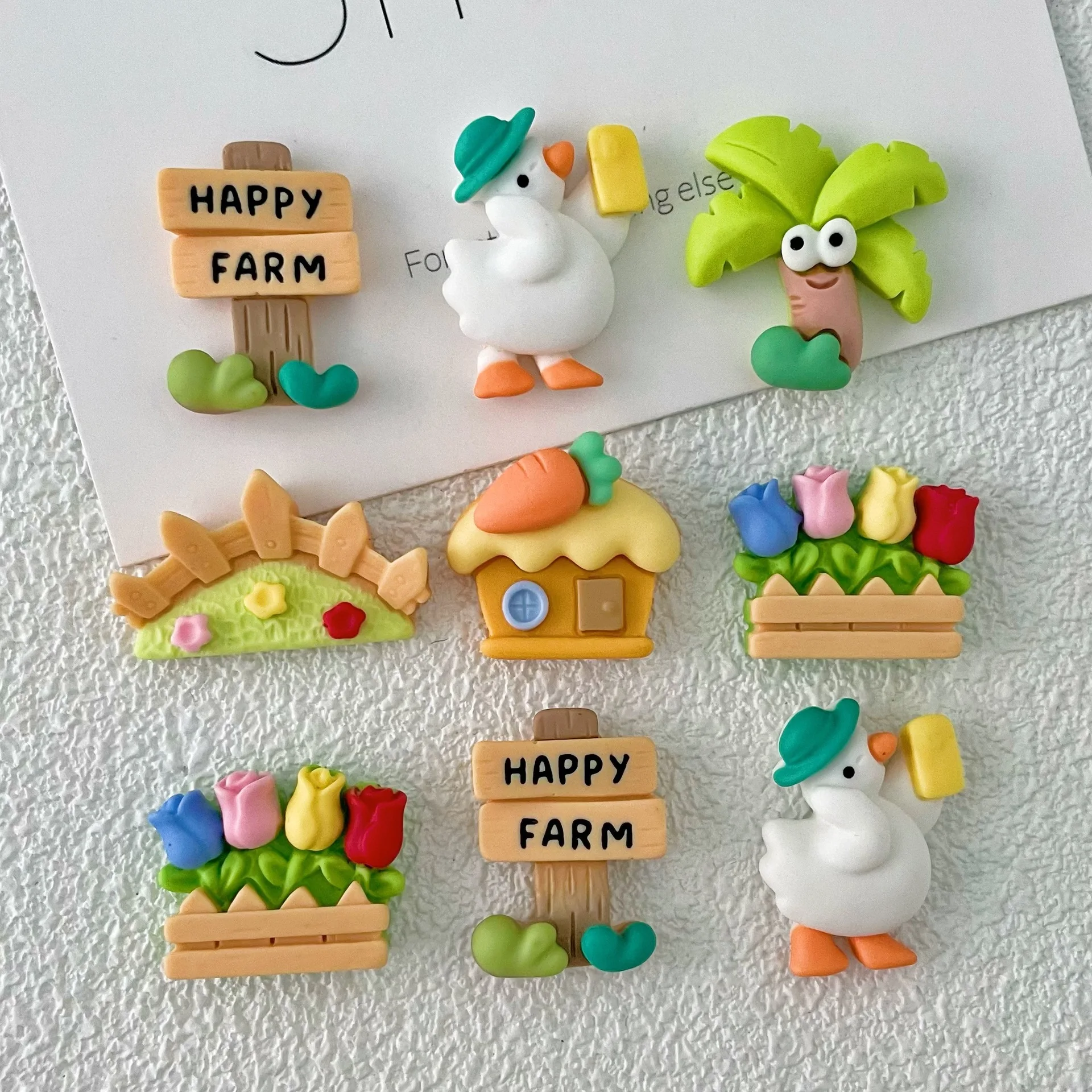 10 Pcs New Cute Mini Kawaii Duck, House, Garden Flat Back Resin Cabochons Scrapbook Diy Party Hairpin Accessories Craft A96