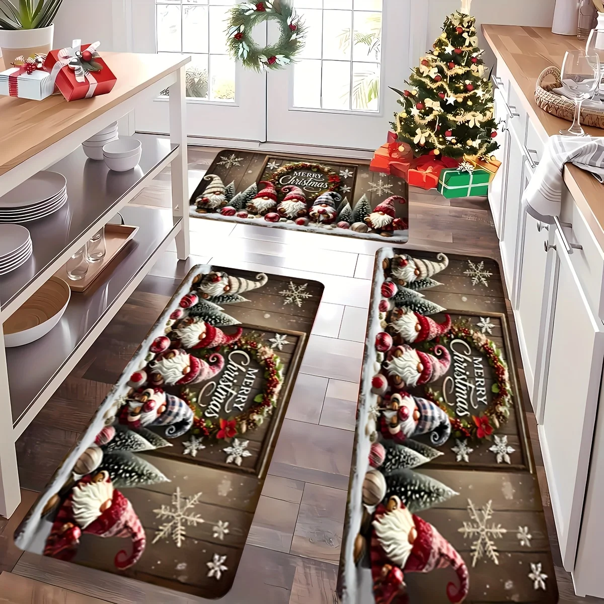 Christmas Gnome Pattern Ultra-Long Aisle Mat entryway floor mat kitchen runner rug living room merry christmas holiday gift