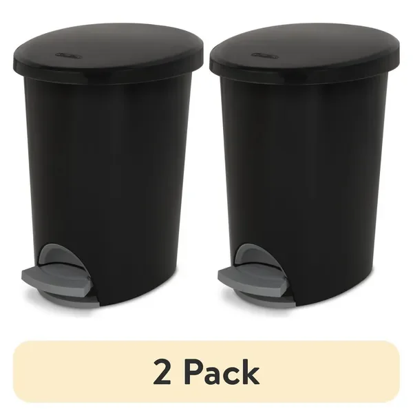

(2 pack) 2.6 Gallon Ultra™ StepOn Wastebasket, Small Plastic Trash Can, Step On to Open, Black