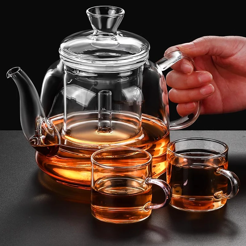 Nice Heat Resistant Glass Teapot Steamed & Boiling Kettle Tea Infuser Filter High Borosilicate Chinese Teawear Pot 1200ml