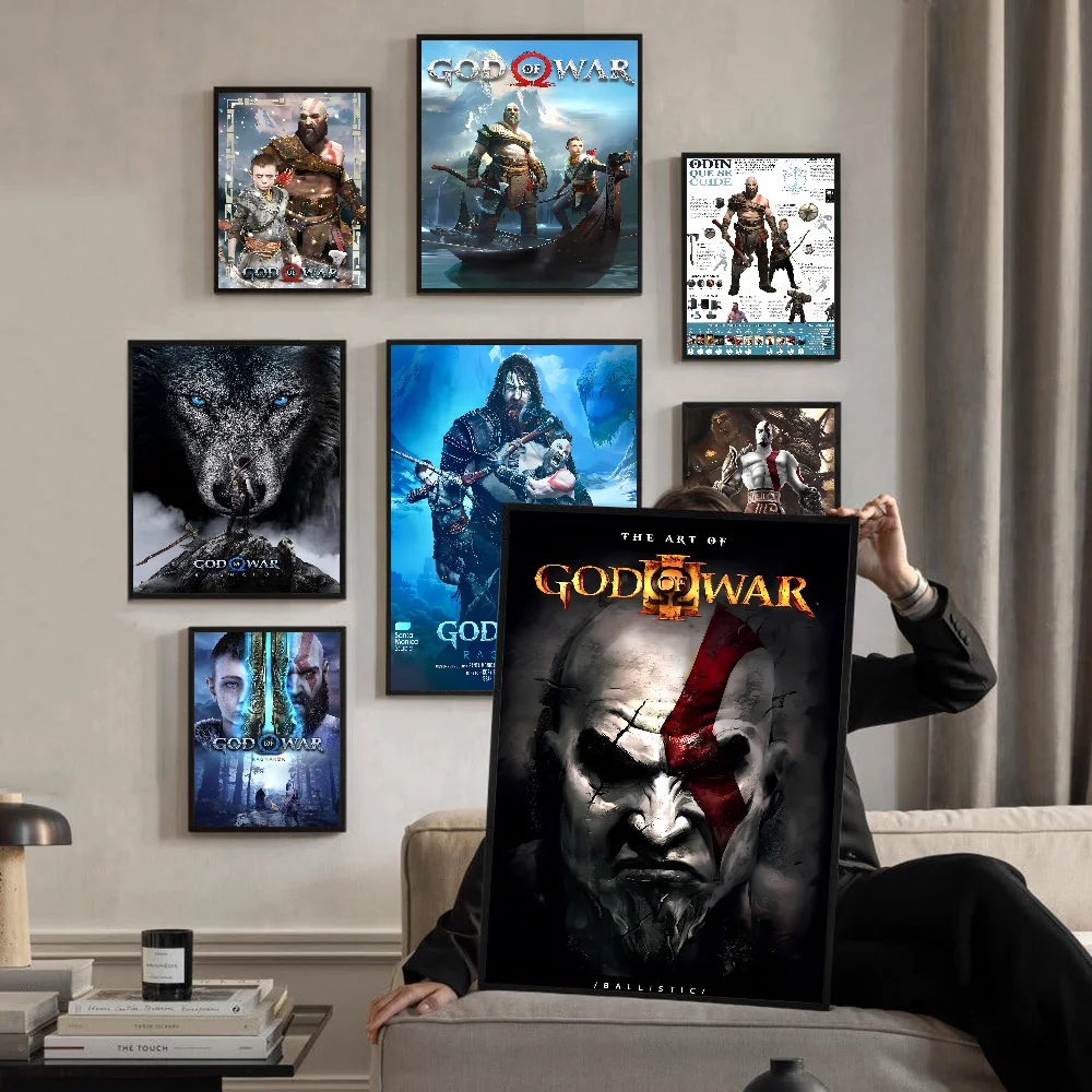 

G-God O-Of W-War Game Self-adhesive Art Poster HD Quality Wall Art Retro Posters For Home Home Decor