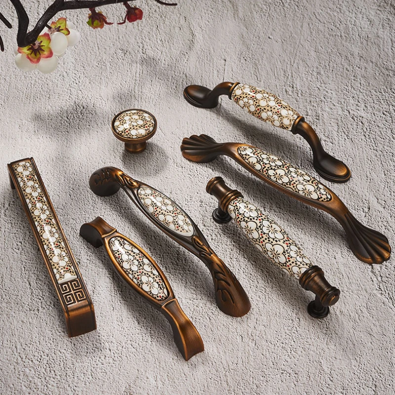 5pcs Zinc Alloy Cabinet Door Handle Rich and Noble Flower Pattern Cabinet, Bookcase Handles Household Hardware Accessories