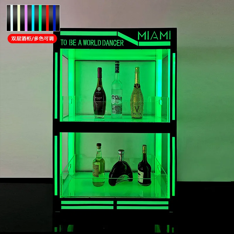 

Champagne wine cooler LED lighted wine cabinet two-tier display cabinet double-layer luminous wine display shelf
