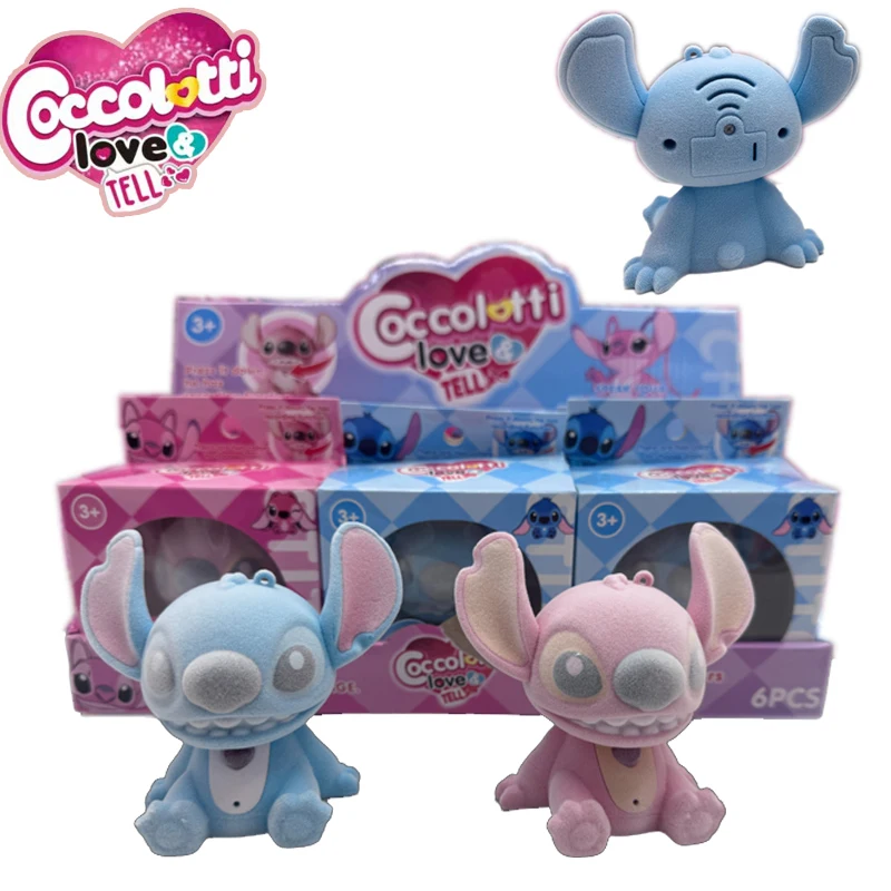 Coccolotti Stitch & Angel Keychain Blind Box Valentine Day Recording Glowing Key Buckle Flocking Custom Surprise Box Toy Gift