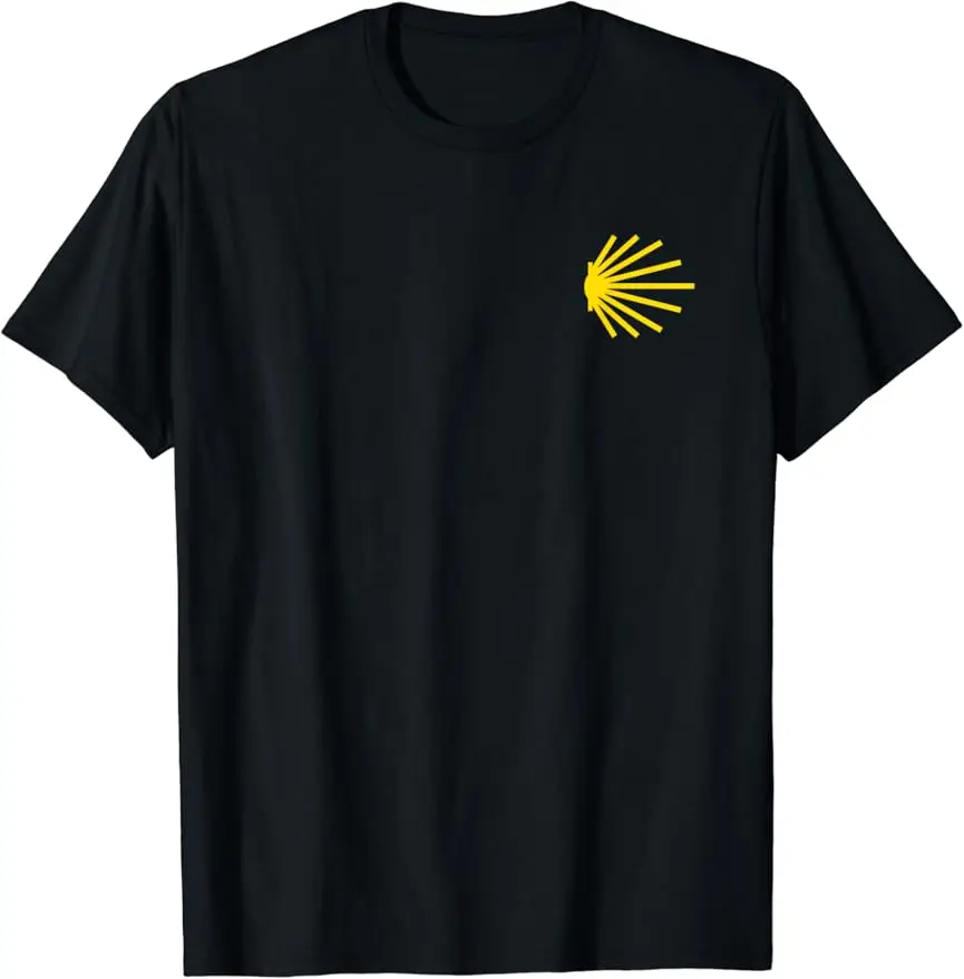 Camino De Santiago Scallop Shell Trail Symbol POCKET PATCH T-Shirt Short Sleeve Casual 100% Cotton Shift