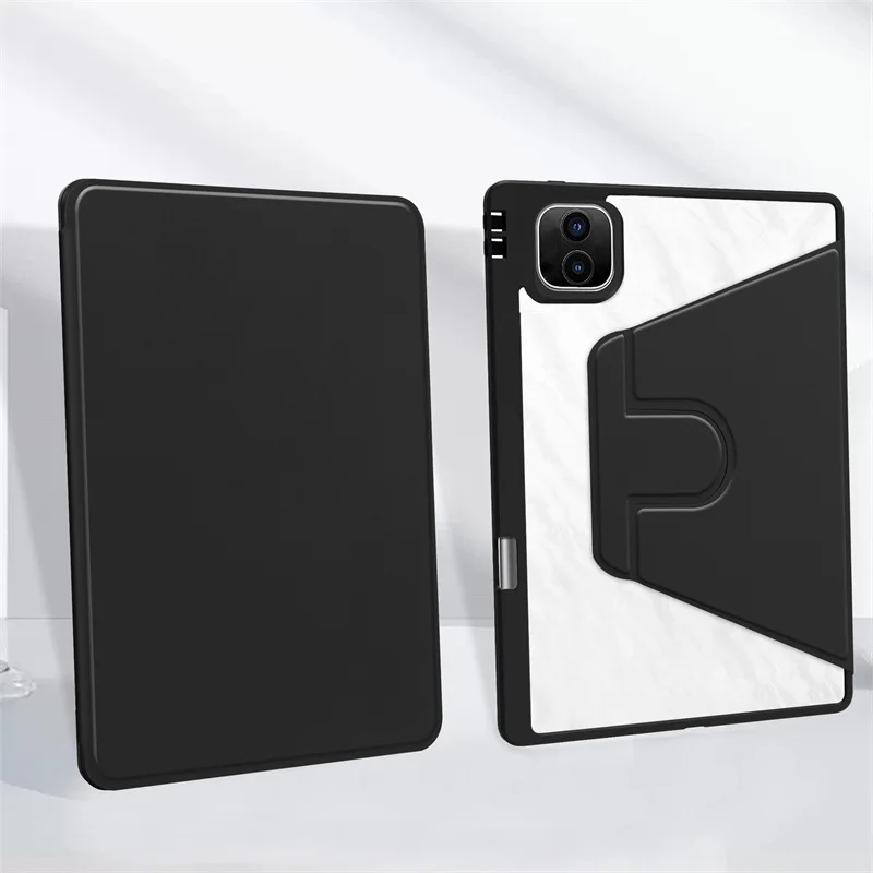 360 Rotation Acrylic Transparent Case for Honor MagicPad 2 12.3 2024 ROD2-W09 with Pencil Holder