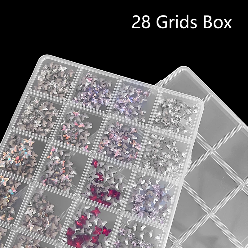 28 Grids Nail Charms Diamond Jewelry Storage Box Clear Nail Art Rhinestones Tool DIY Display Storage Case Organizer Salon Box