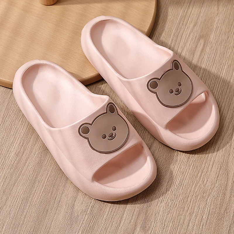 Home Slippers Cloud Woman Teddy Bear Summer Beach Slides Indoor Soft Sole Non Slip Eva Sandals Men Male Kawai Flip Flops Funny