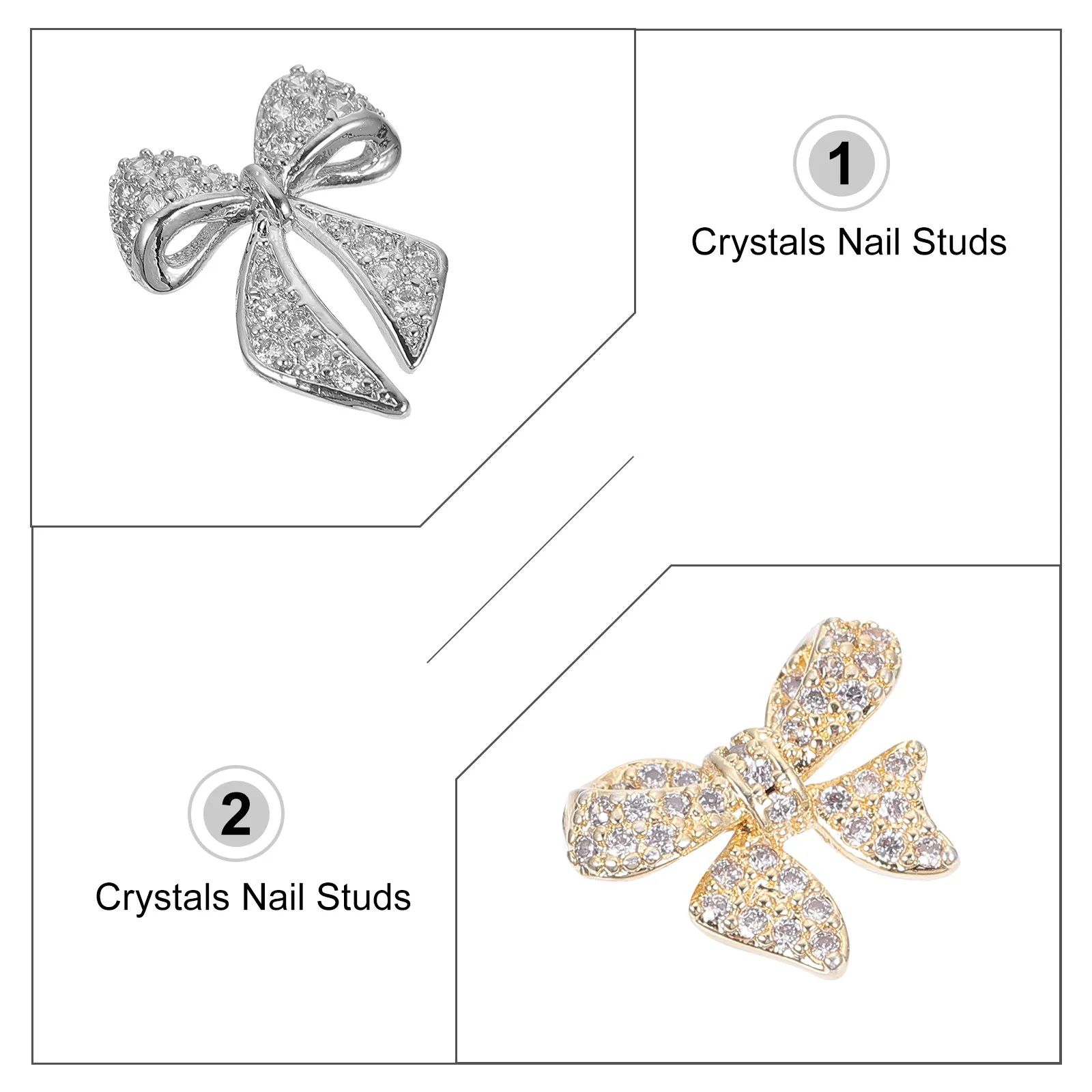 5Pcs 네일 아트 쥬얼리 다이아몬드 라인스톤 장식용 보우낫 매니큐어 스터드 DIY 네일 액세서리 여성용