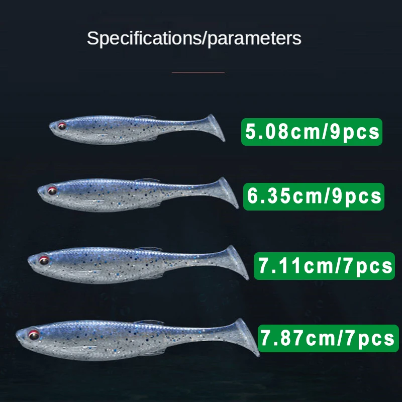 Leurres de pêche souples en silicone, appâts artificiels pour bar, carpe, 6.3cm, 7.1cm, 7.8cm