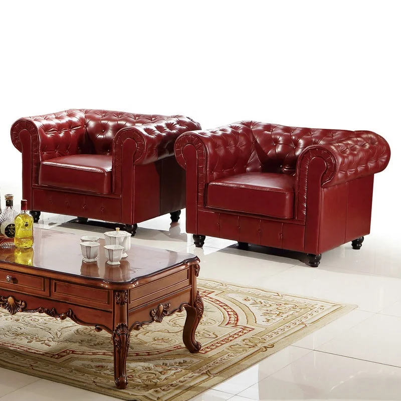 

#Chesterfield Style Blue Color Salon Cigar Bar Club Living Room Leather Sofa Chair