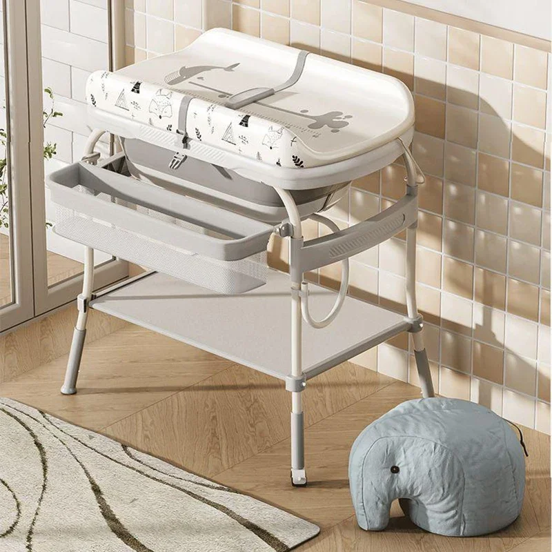 Multi-function Bathing Table Adjustable Height Bath Rack  Wash Bathtub With Thermometer