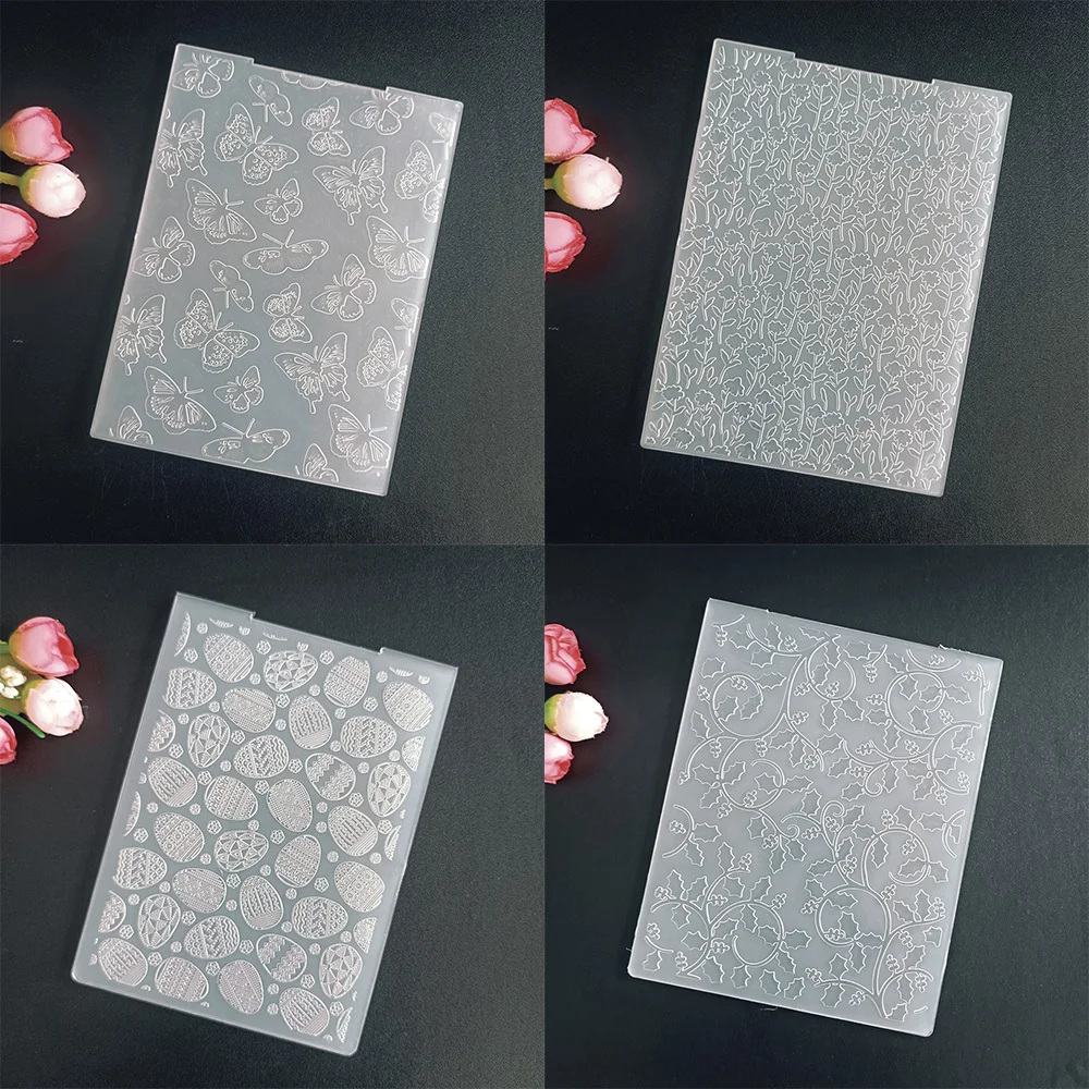 Tree Butterfly Happy Easter Design Plastic Embossing Folder For Scrapbooking DIY Photo Album Card Making Crafts