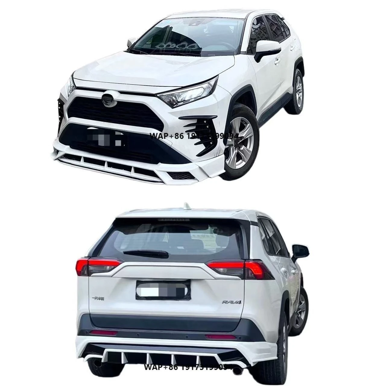 

For-Toyota rav4 Upgrade the Front Lip Front Bumper Fog Lampshade Rear Diffuser Abs Material Bodykit