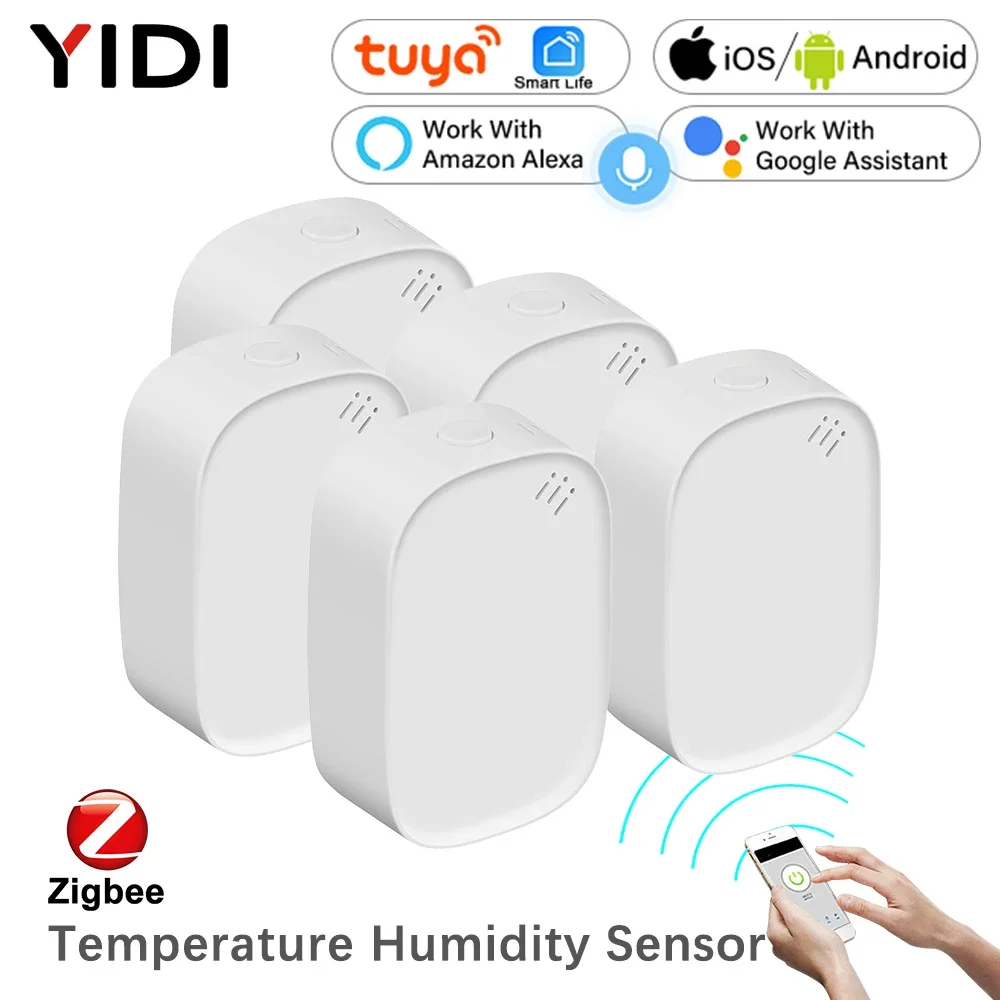 Tuya Zigbee Temperature Humidity Battery Power Sensor Detector Smart Life Safety ZigBee Hub App Works With Alexa Google Home